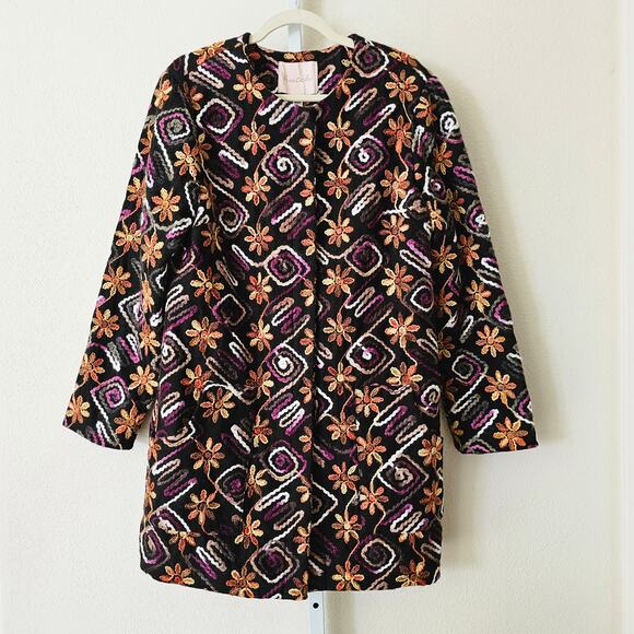 NWT HUTCH ANTHROPOLOGIE Women's Multicolor Floral Embroidered Boho Coat Sz M - Picture 1 of 16